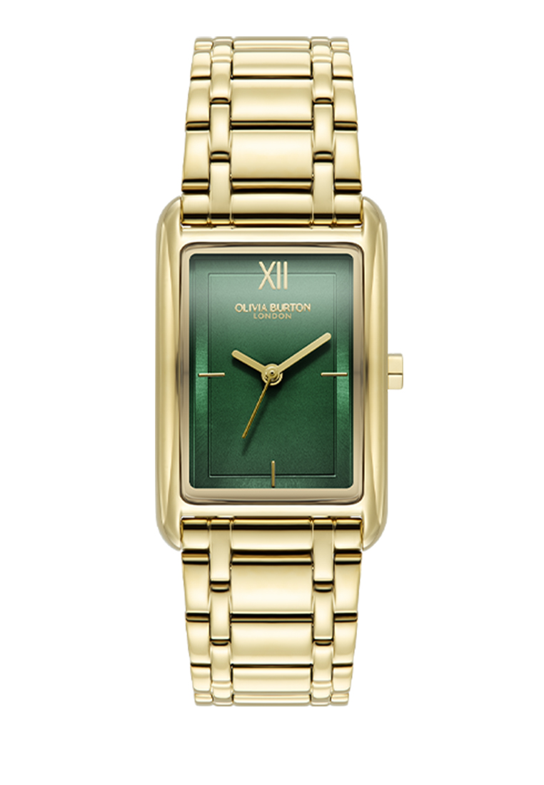 Olivia Burton Tank Forest Green Sunray Inner Frame & Powdered Centre Etched Dial GP 30 x 21mm - 2400
