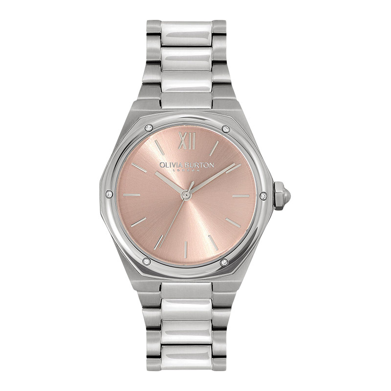 Olivia Burton Jam Tangan Wanita Olivia Burton Sports Luxe 24000071 Hexa Blush Dial Stainless Steel S