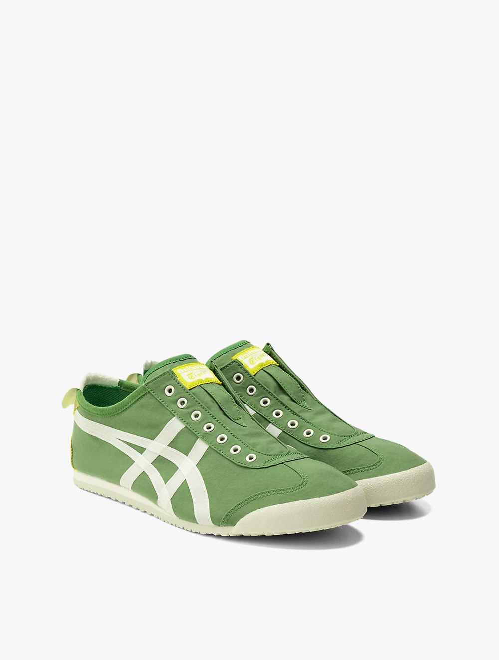 asics japan trainers in white & green
