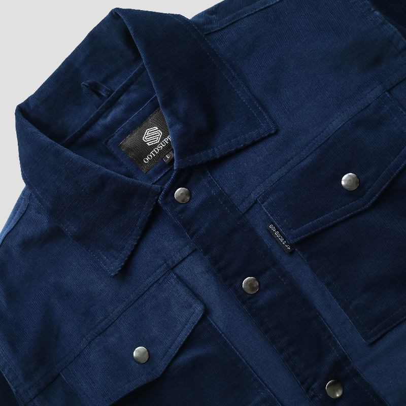 OOTDSUPPLY - Trucker Corduroy Jaket Black Navy l Jaket pria corduroi