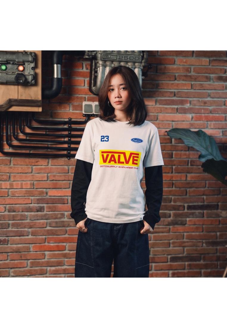 OOTDSUPPLY Longsleeve Doublesleeve Valve White Black | Longsleeve Reguler Fit | Kaos Lengan Panjang 