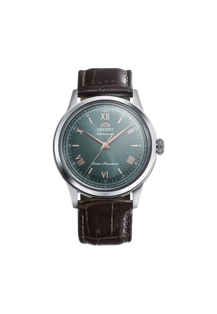 Orient Jam Tangan Pria Orient Classic RA-BB0001E Bambino Automatic Green Dial Brown Leather Strap