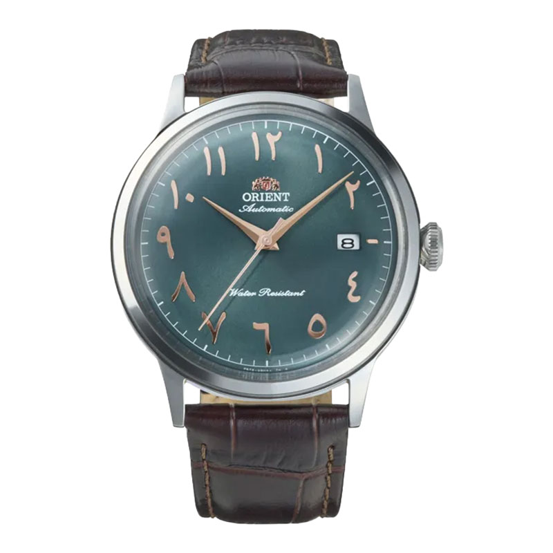 Orient Jam Tangan Pria Orient Classic RA-AC0035E Bambino Automatic Green Arabic Dial Brown Leather S