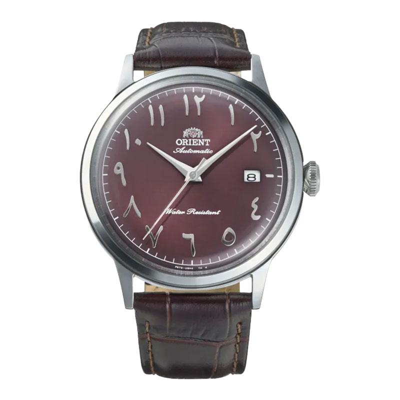Orient Jam Tangan Pria Orient Classic RA-AC0037R Bambino Automatic Bordeaux Arabic Dial Brown Leathe