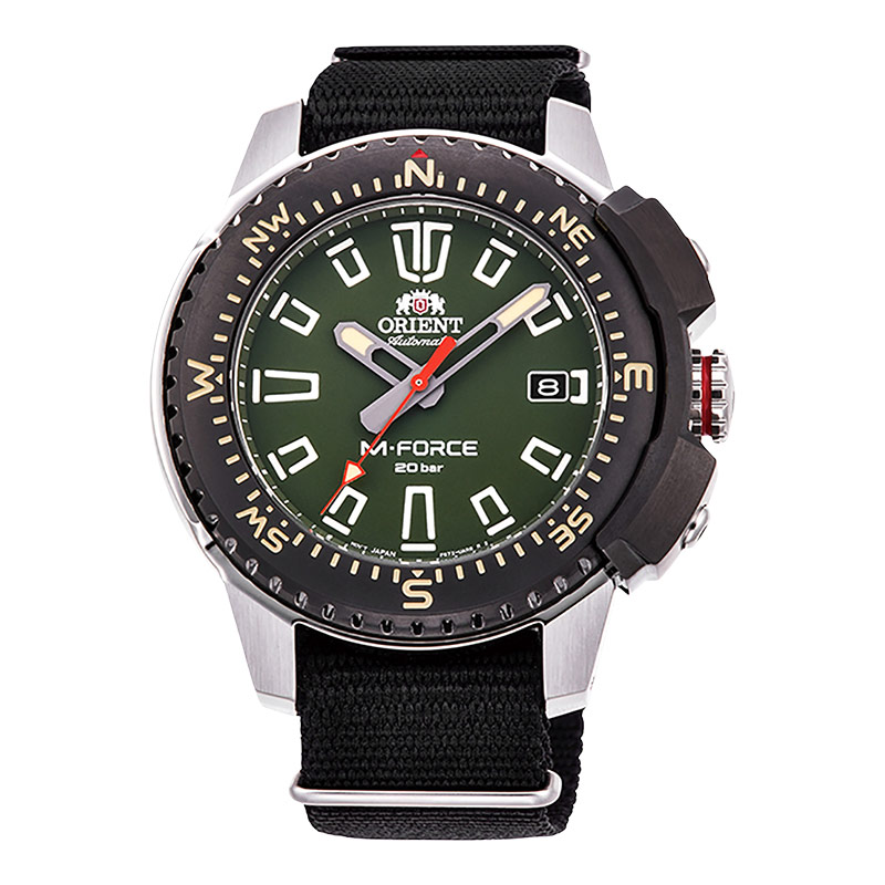 Orient Jam Tangan Pria Orient M-Force RA-AC0N03E Mechanical Sports Automatic Men Green Dial Black Ny