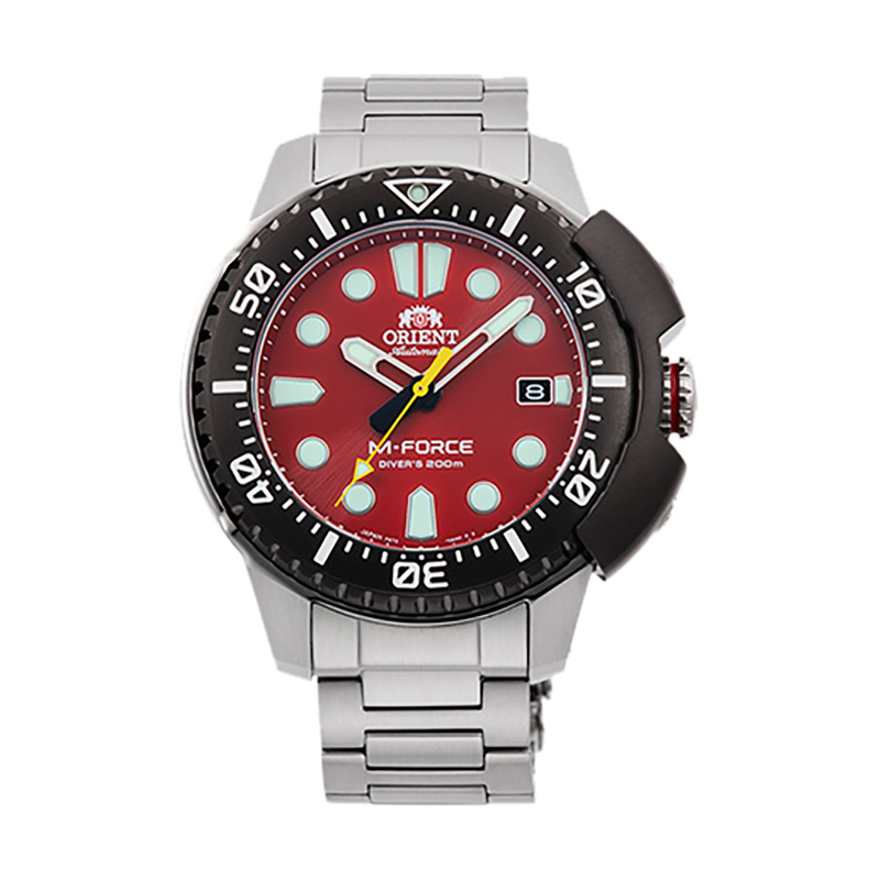 Orient Jam Tangan Pria Orient M-Force RA-AC0L02R Automatic Men Red Dial Stainless Steel Strap
