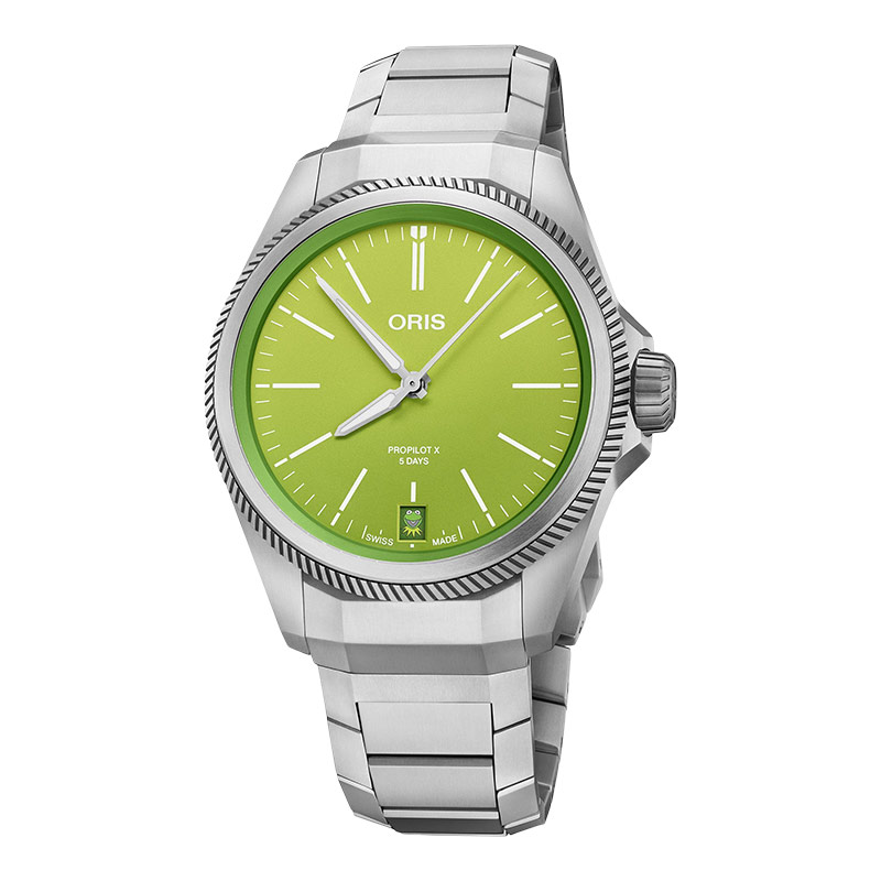 ORIS Jam Tangan Pria Oris Pro Pilot X Kermit Edition 01-400-7778-7157-set Automatic Green Dial Titan
