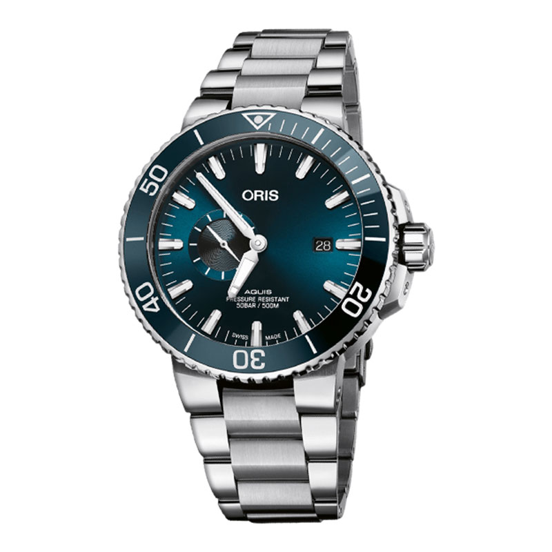 ORIS Jam Tangan Pria Oris Aquis 01-743-7733-4155-07-8-24-05PEB Divers Small Second Date Blue Dial St