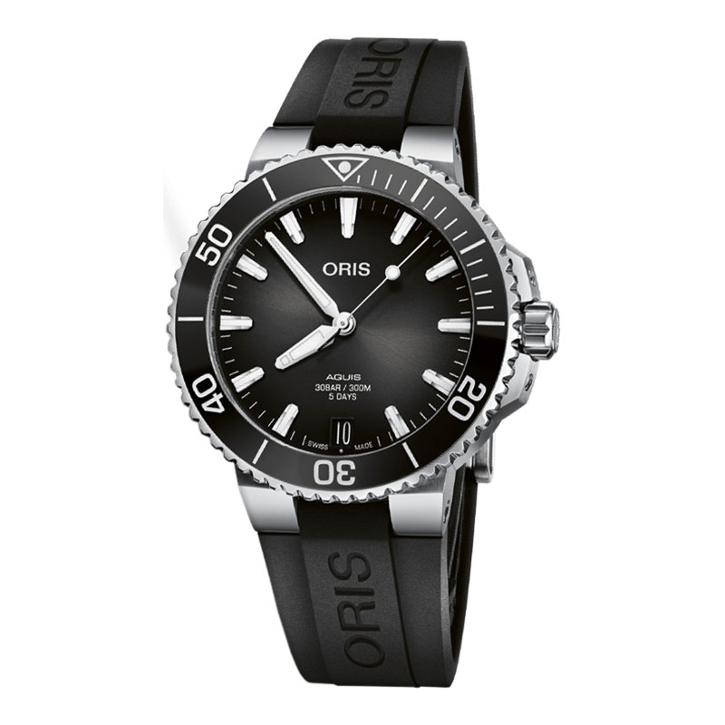 ORIS Jam Tangan Pria Oris Aquis 01-400-7769-4154-07-4-22-74FC Date Automatic Black Dial Black Rubber