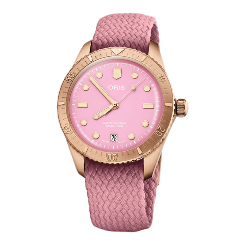 ORIS Jam Tangan Unisex Oris Divers Sixty-Five 01-733-7771-3158-07-3-19-04BRS Cotton Candy Pink Dial 