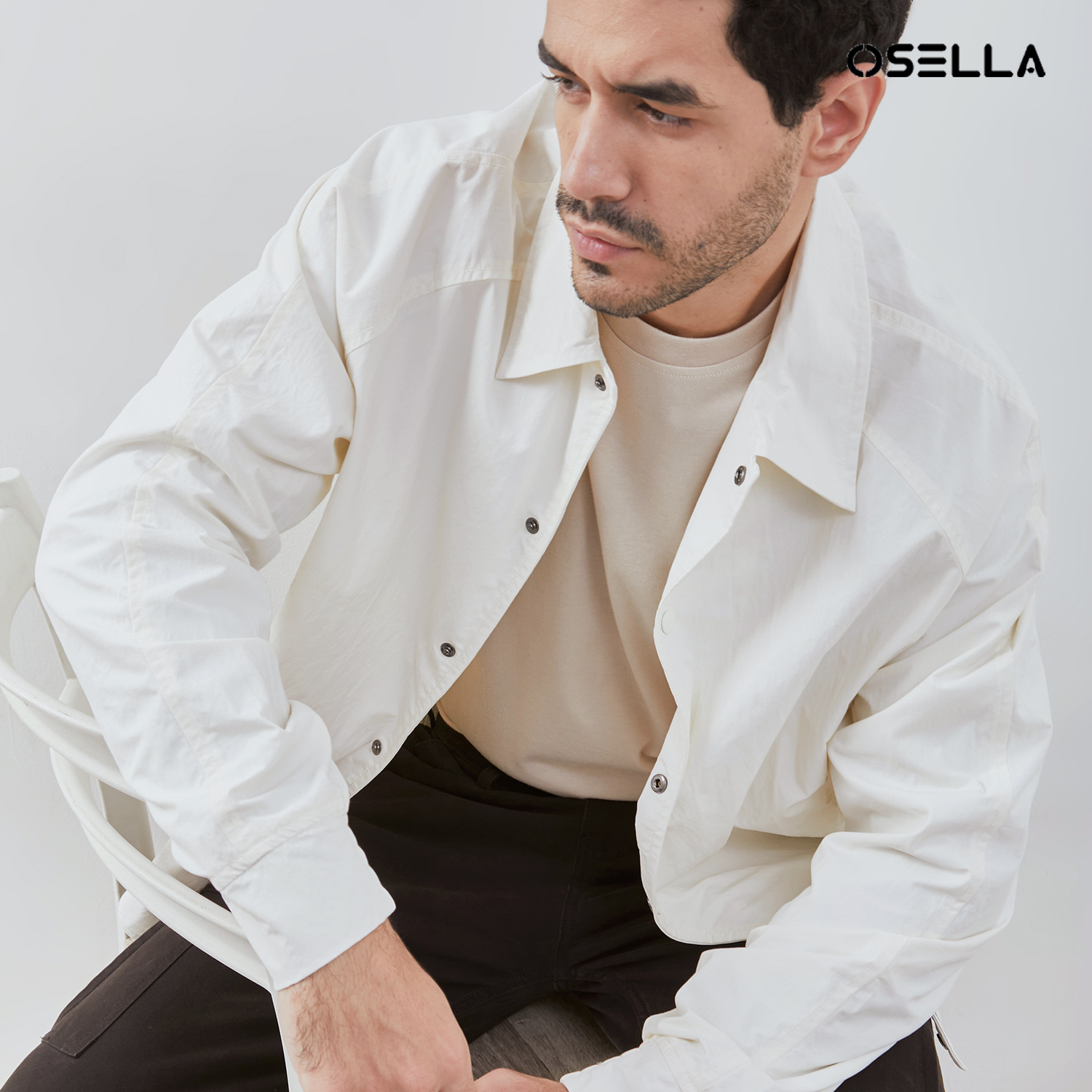Osella [NEW] Osella Tommy Nylon Cotton Bomber Jacket In Ecru 1061400288 | Jaket Bomber Pria