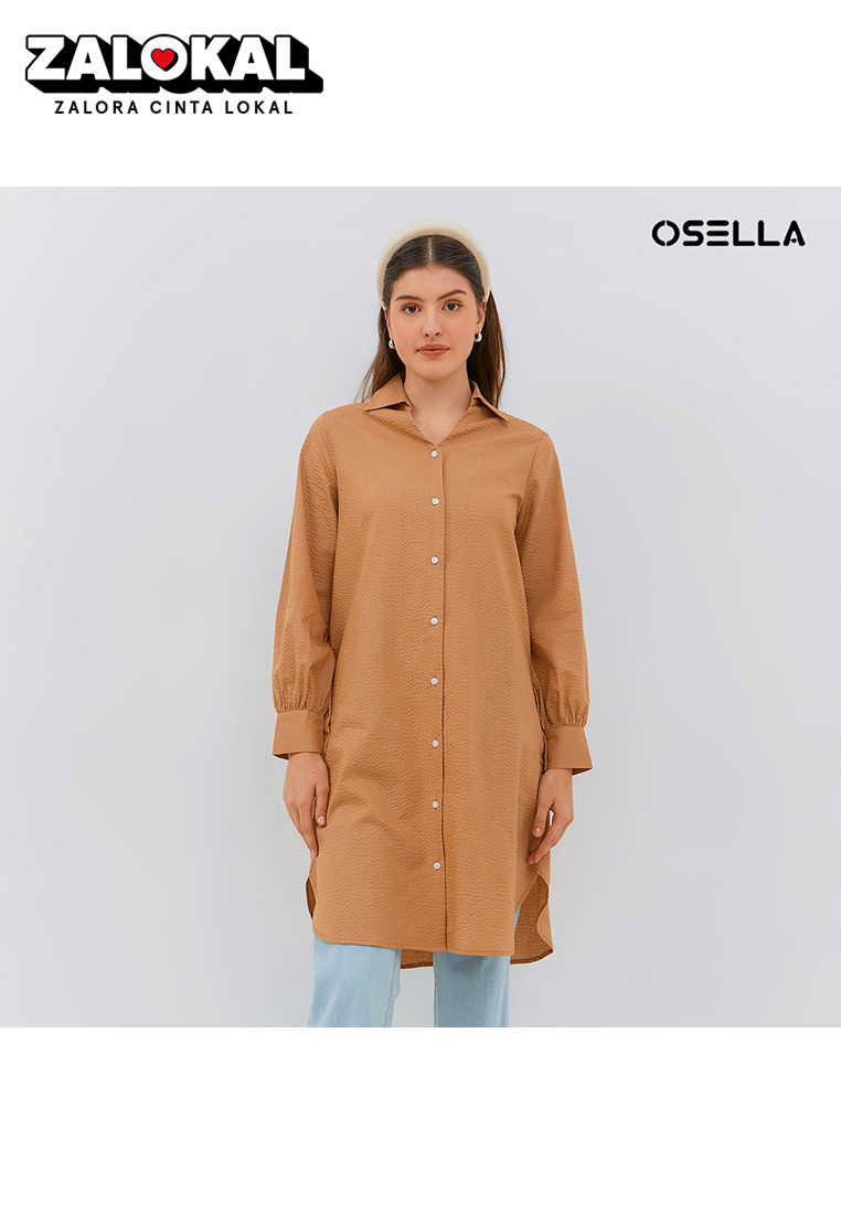 Osella [NEW] Osella Midi Textured Dress In Brown 2157420689 | Dress Wanita