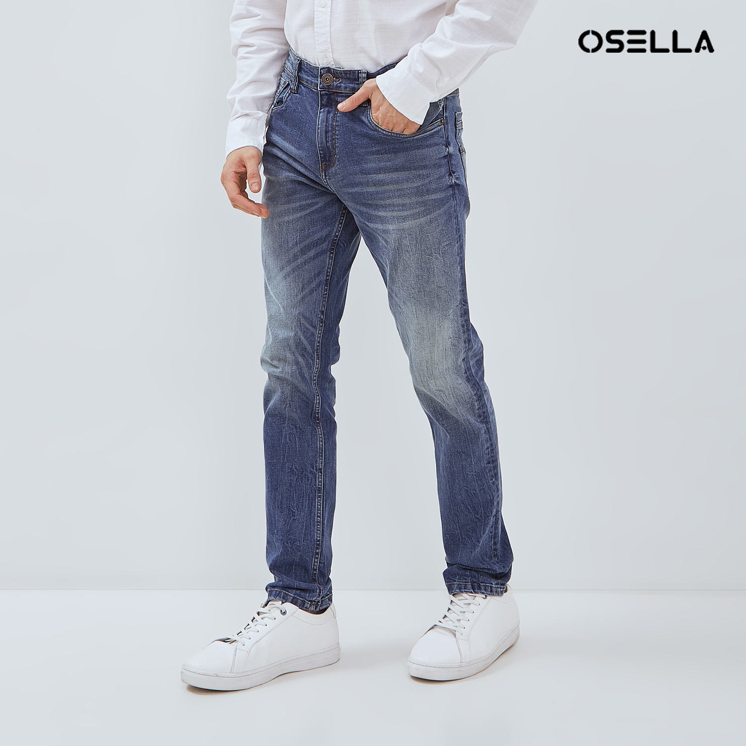 Osella Ezra Slim Fit Denim Pants In Dark Blue Wash 208O5003A2 | Celana Panjang Jeans Pria