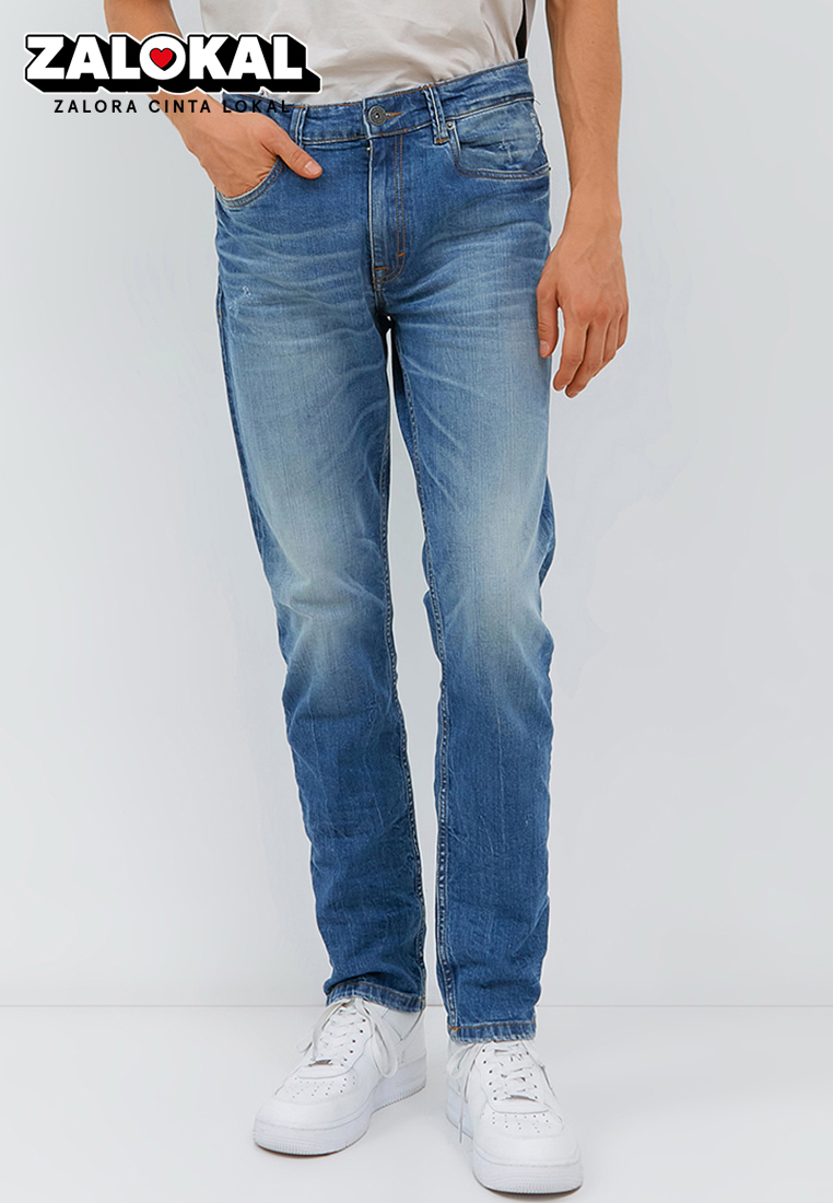 Osella [NEW] Osella Chris Slim Fit Jeans In Light Denim Wash 208O4005A1 | Celana Jeans Pria