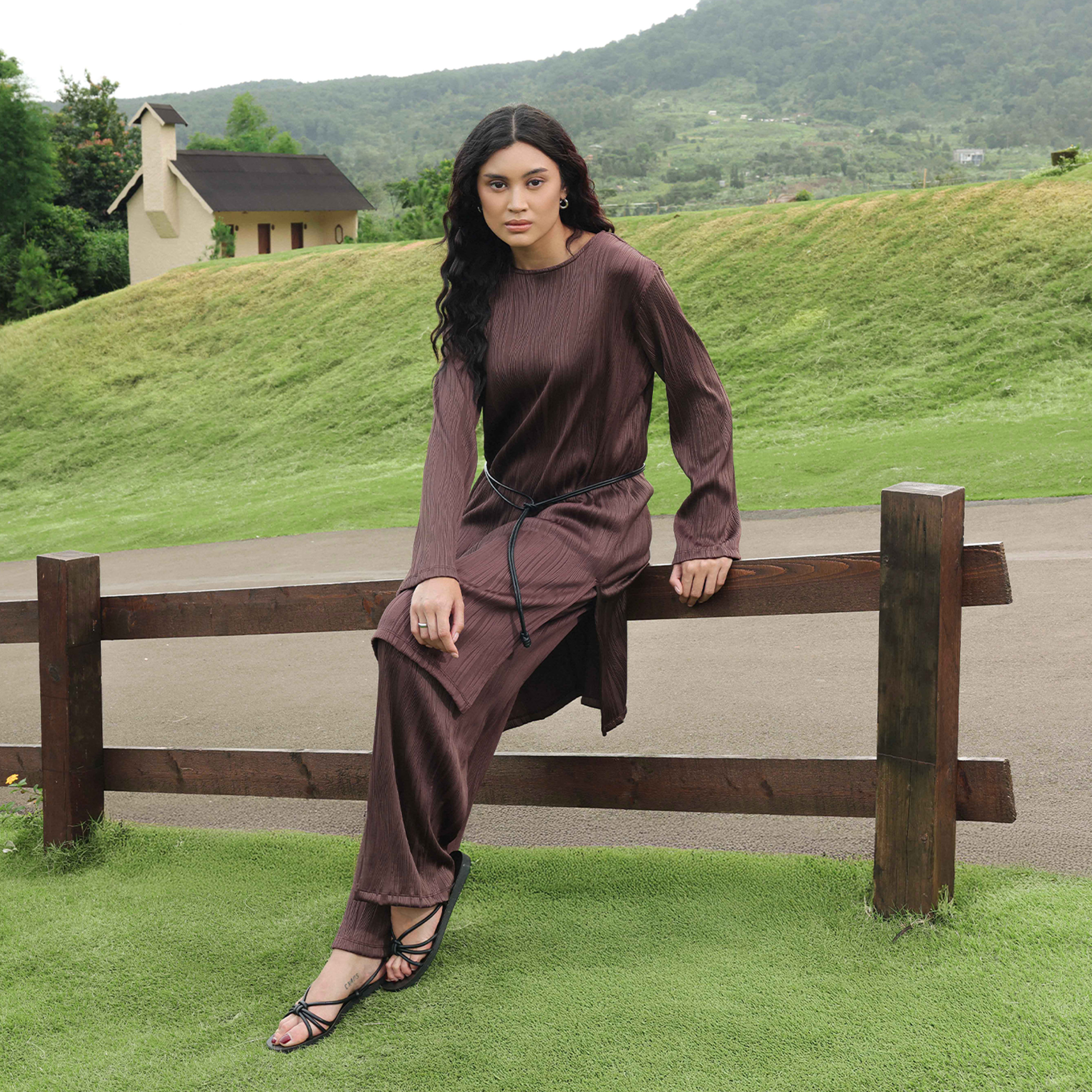 Osella Elexia Textured Knit Tunic Set 1157660156 | Set Wanita Raya Lengan Panjang