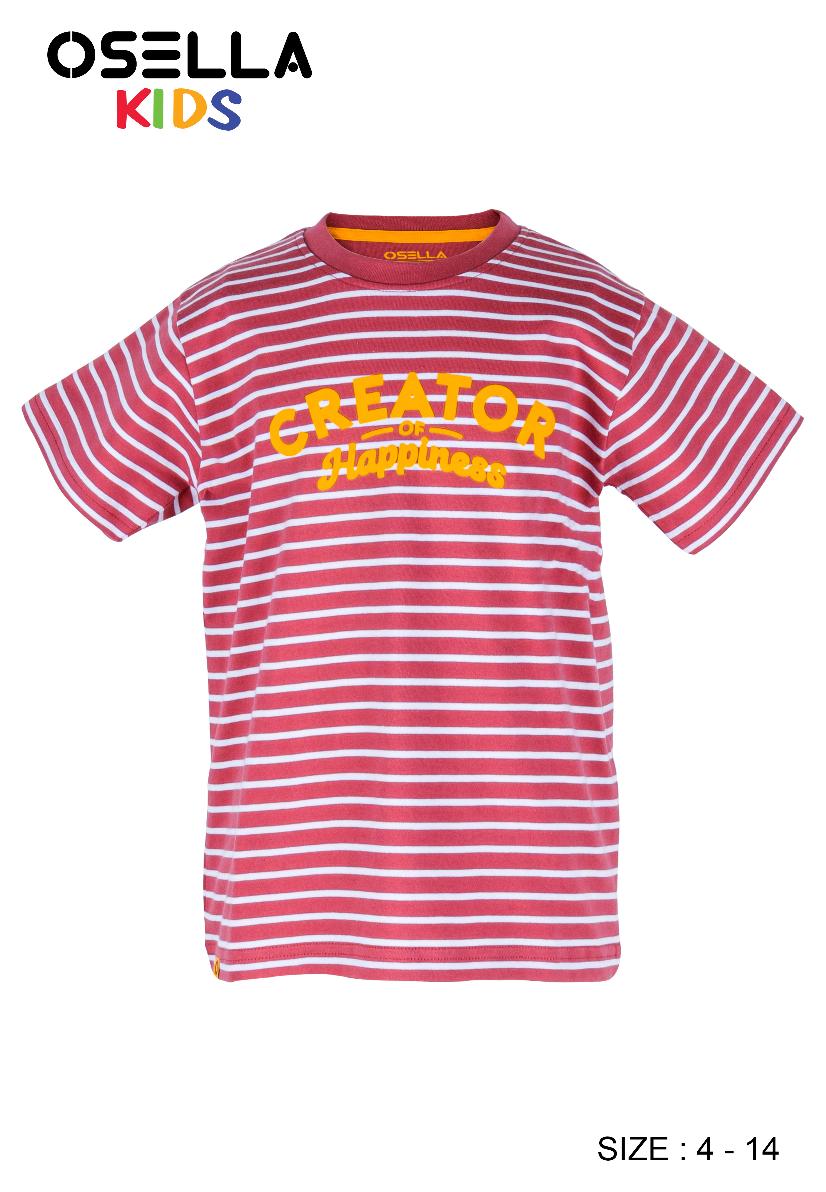 Osella Kids [NEW] Osella Kids Regular Creator Stripe T-Shirt Print In Tomato Red And White 227040012