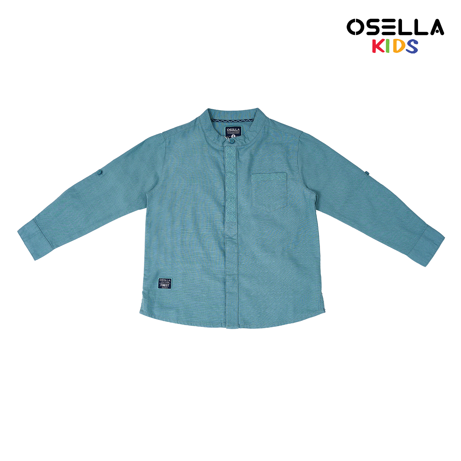 Osella Kids [NEW] Osella Kareem Embroidery Long Sleeve Shirt With Band Collar 2237520319 | Kemeja Le