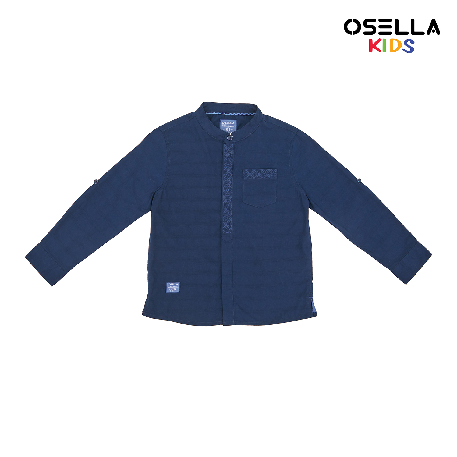 Osella Kids Kareem Embroidery Long Sleeve Shirt With Band Collar 2237520359 | Kemeja Lengan Panjang 