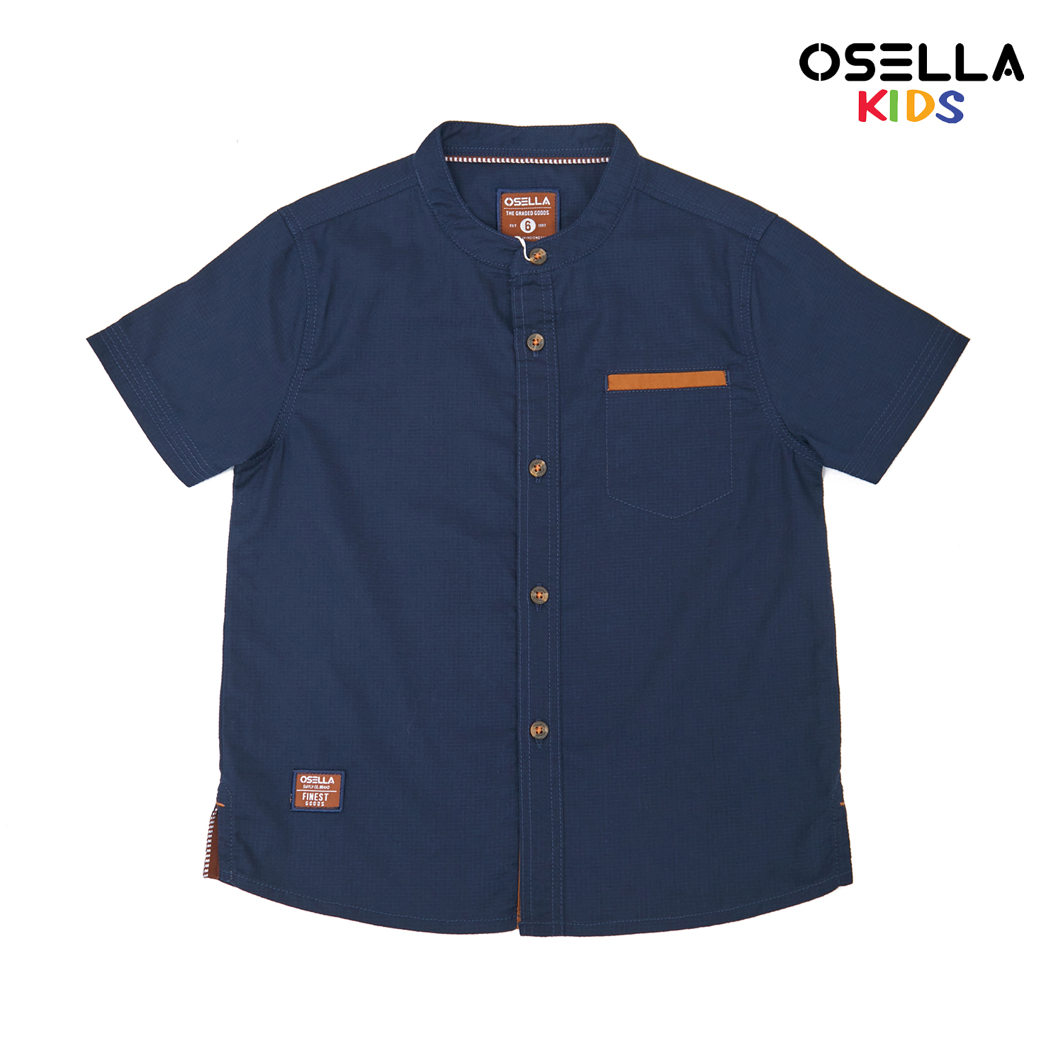 Osella Kids [NEW] Osella Lincoln Ripstop Short Sleeve Shanghai Collared  In Navy 2232520259 | Atasan