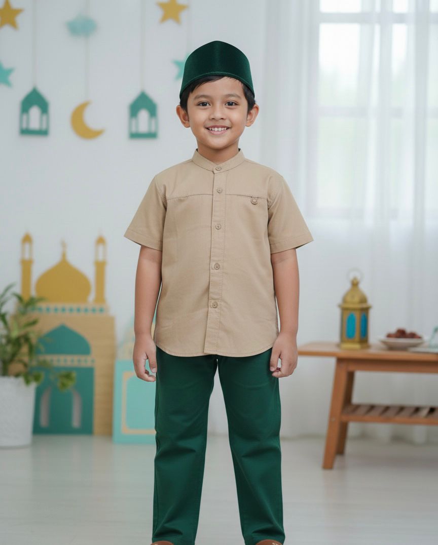 Osella Kids Osella Wayne Regular Fit Koko Short Shirt 223W660238 | Atasan Kemeja Koko Lengan Pendek 