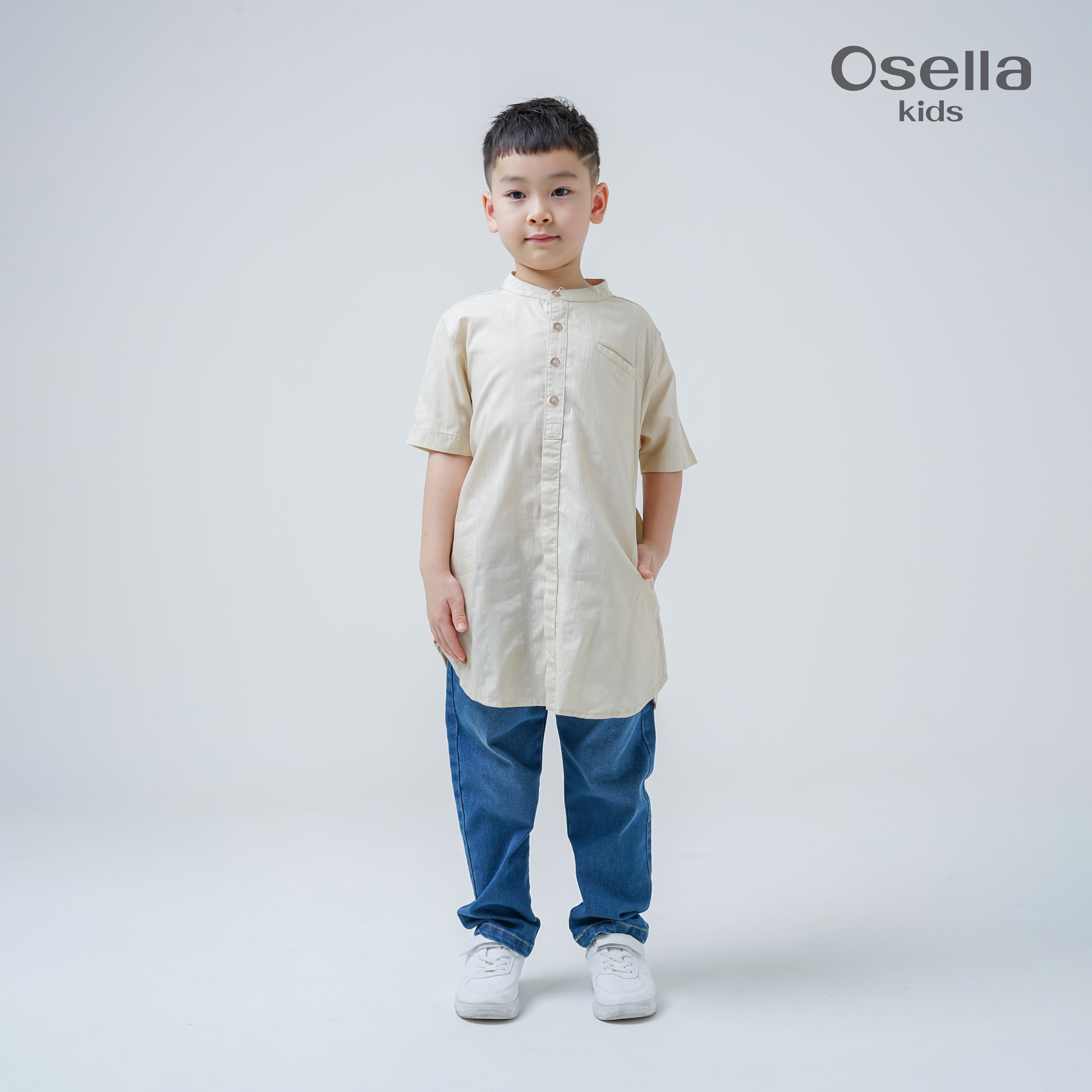 Osella Kids Laiq Regular Fit Koko Tunic Shirt Short Sleeve 123W660189 | Tunik Anak Laki-Laki