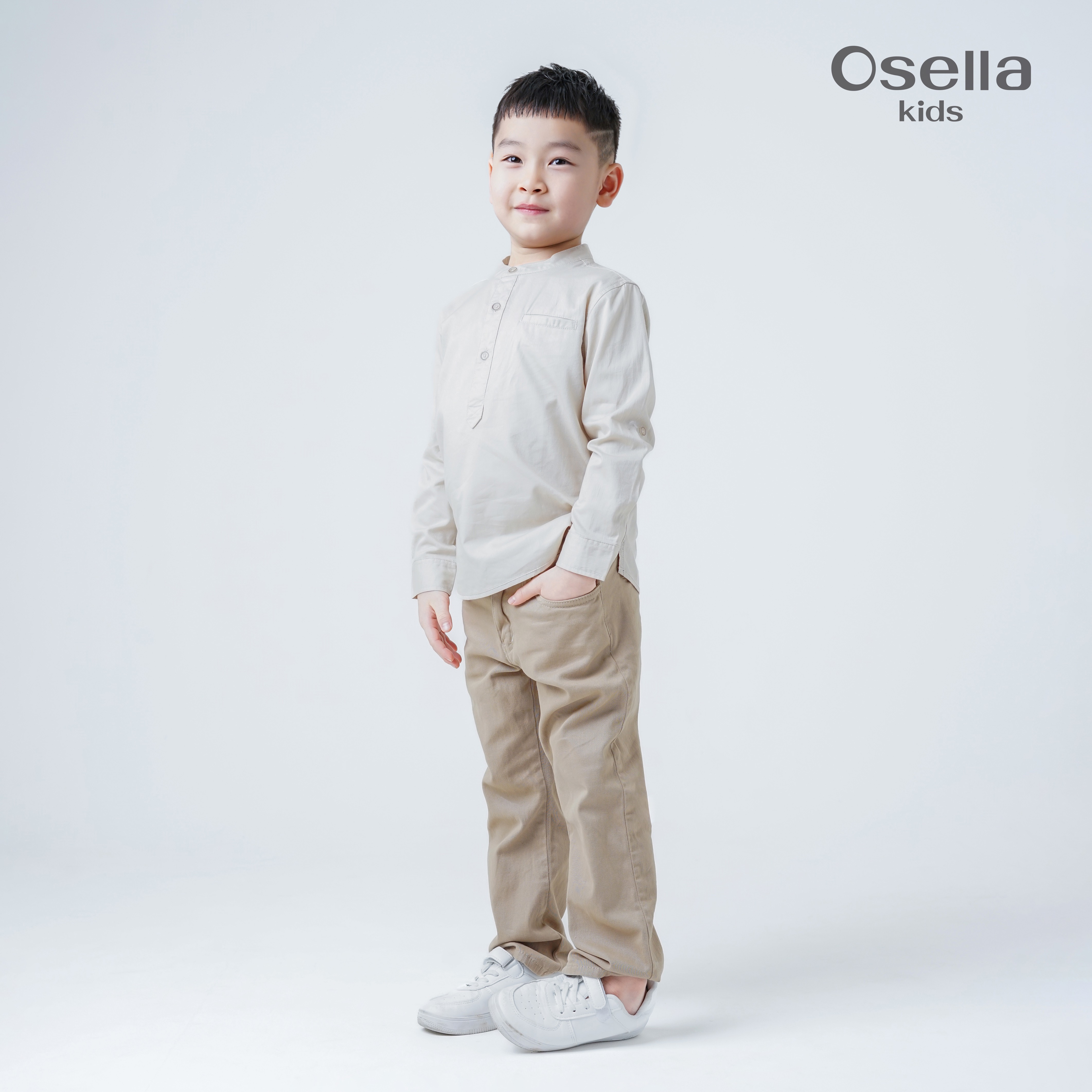 Osella Kids Adzam Long Sleeve Koko Shirt 223T660289 | Baju Koko Lengan Panjang Anak Laki-Laki
