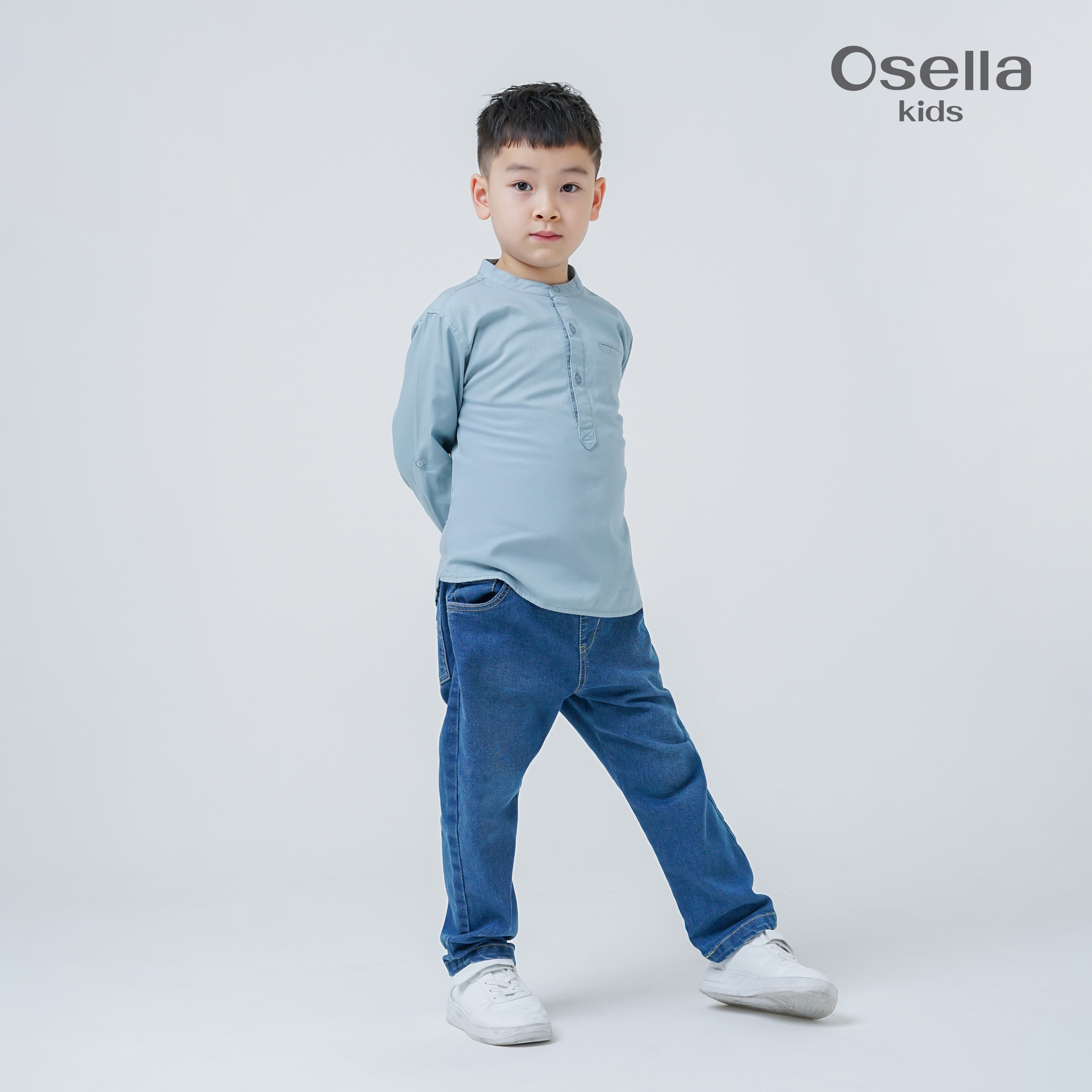 Osella Kids Adzam Long Sleeve Koko Shirt 223T660235 | Baju Koko Lengan Panjang Anak Laki-Laki