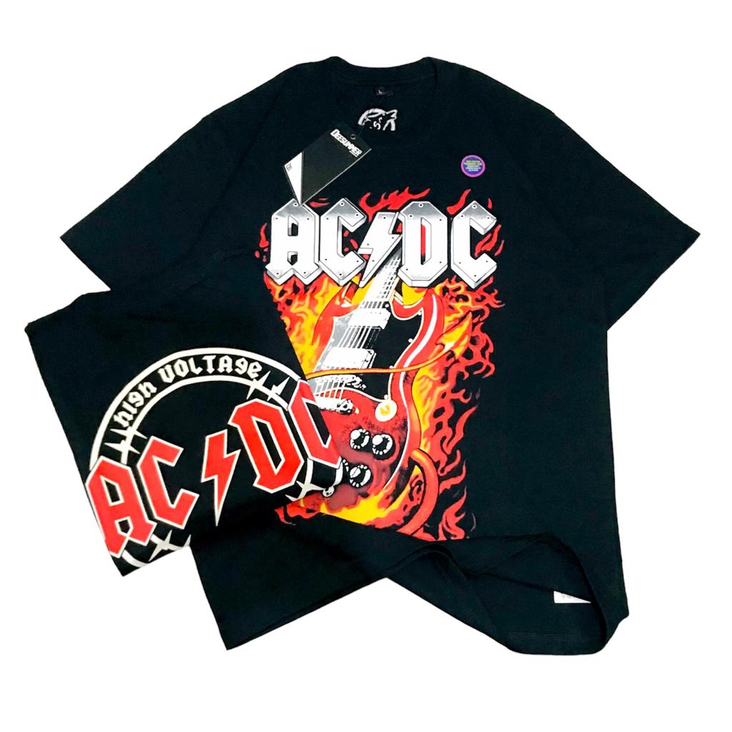 Ossu X Deesummer T-Shirt ACDC Guitar High Voltage Cotton Combed 24s