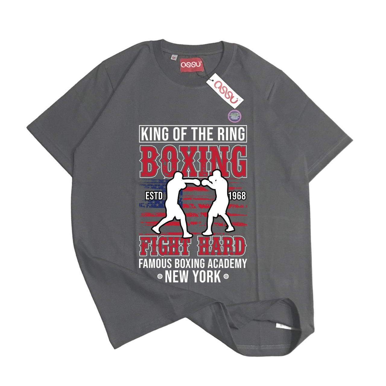 Ossu Boxing Fighting Hard Grey Tshirt