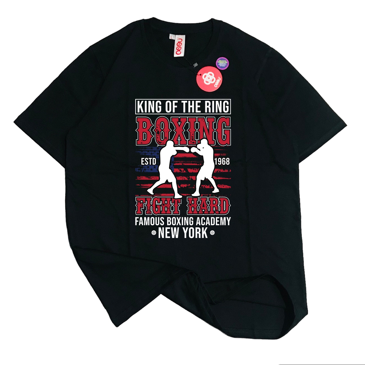 Ossu Boxing Fighting Hard Black Tshirt