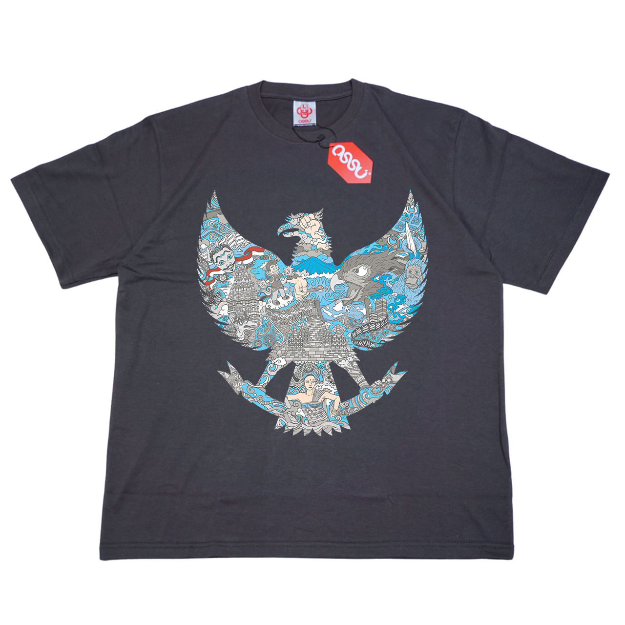 OSSU Garuda Batik Biru GreyTshirt