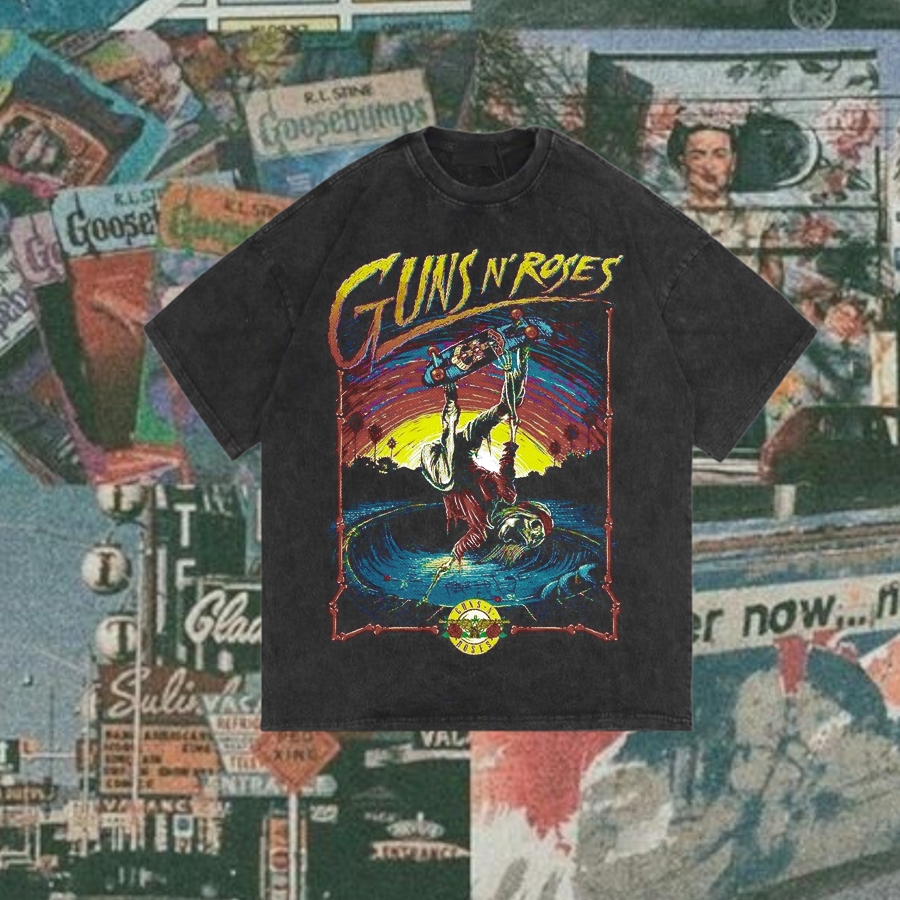Ossu X DeeSummer T-Shirt Guns N' Roses NightRain Logo Black Soft Cotton