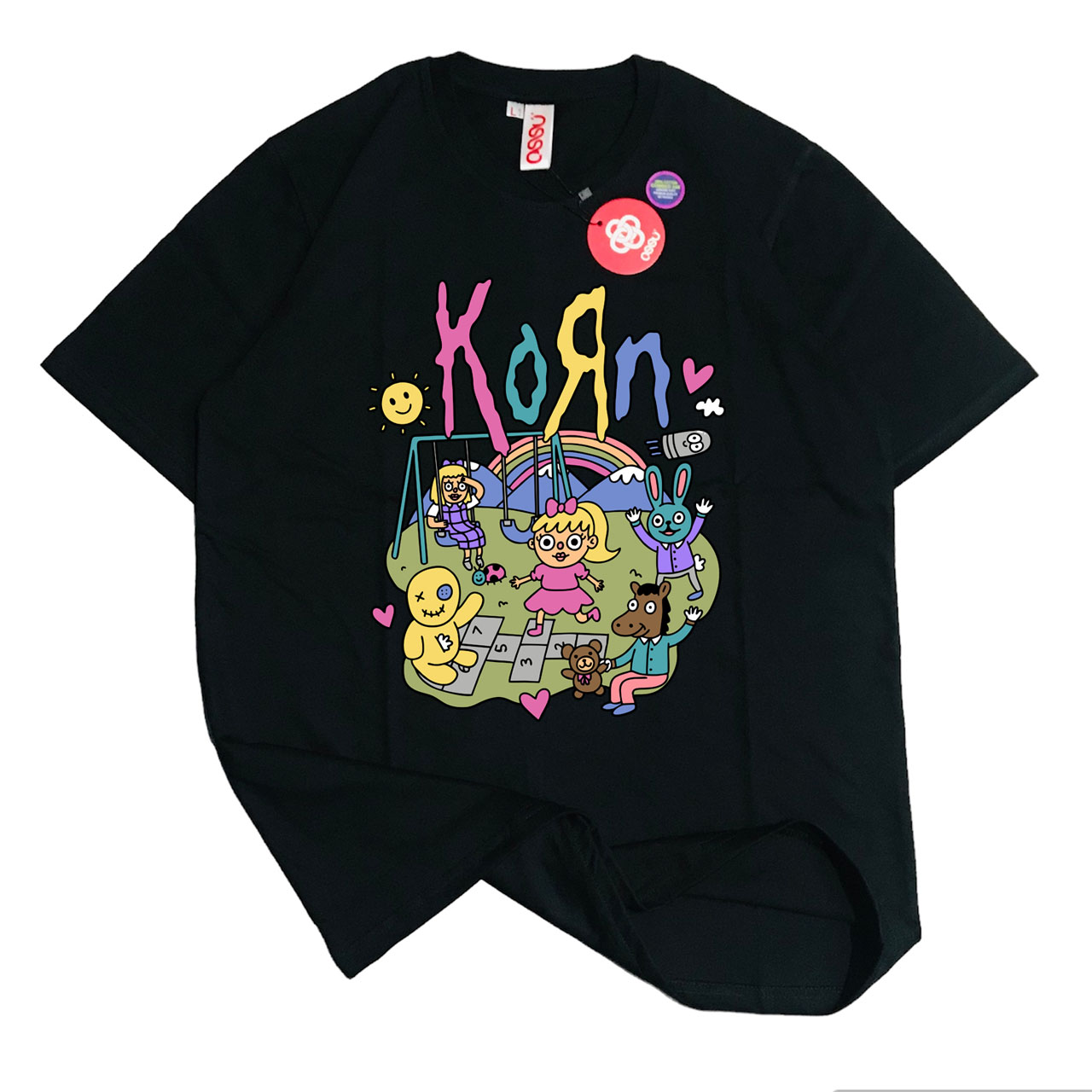Ossu Korn Playground Printed Black Tshirt