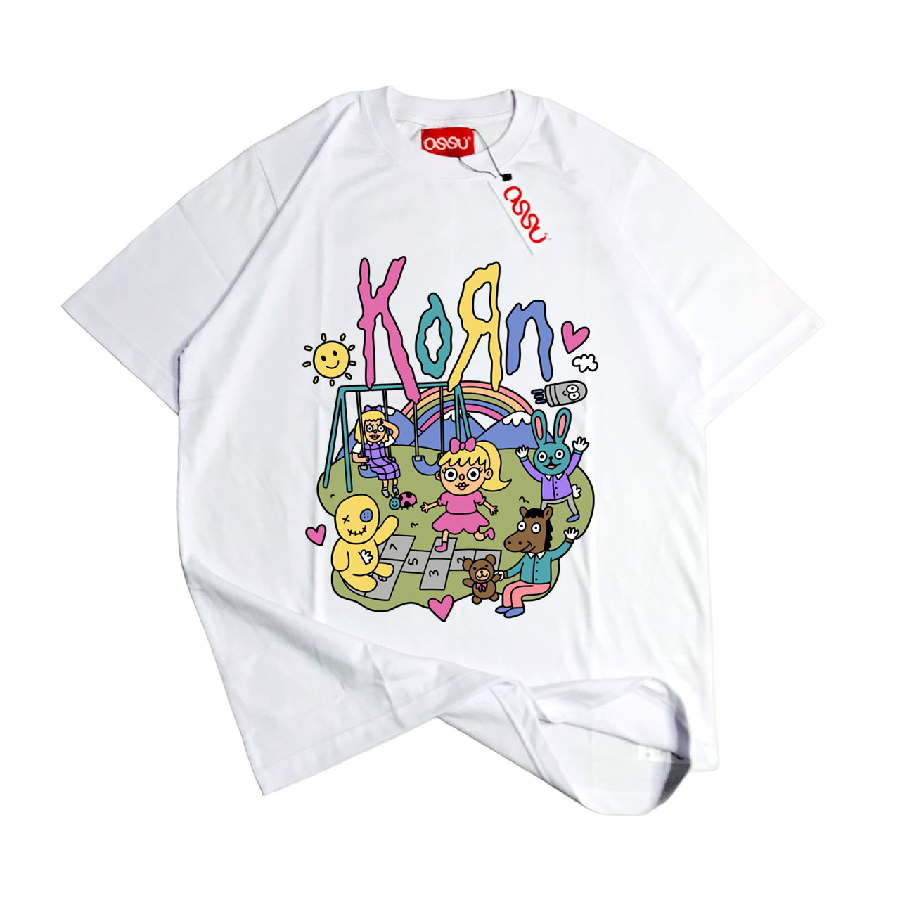 Ossu Korn Playground Printed White Tshirt