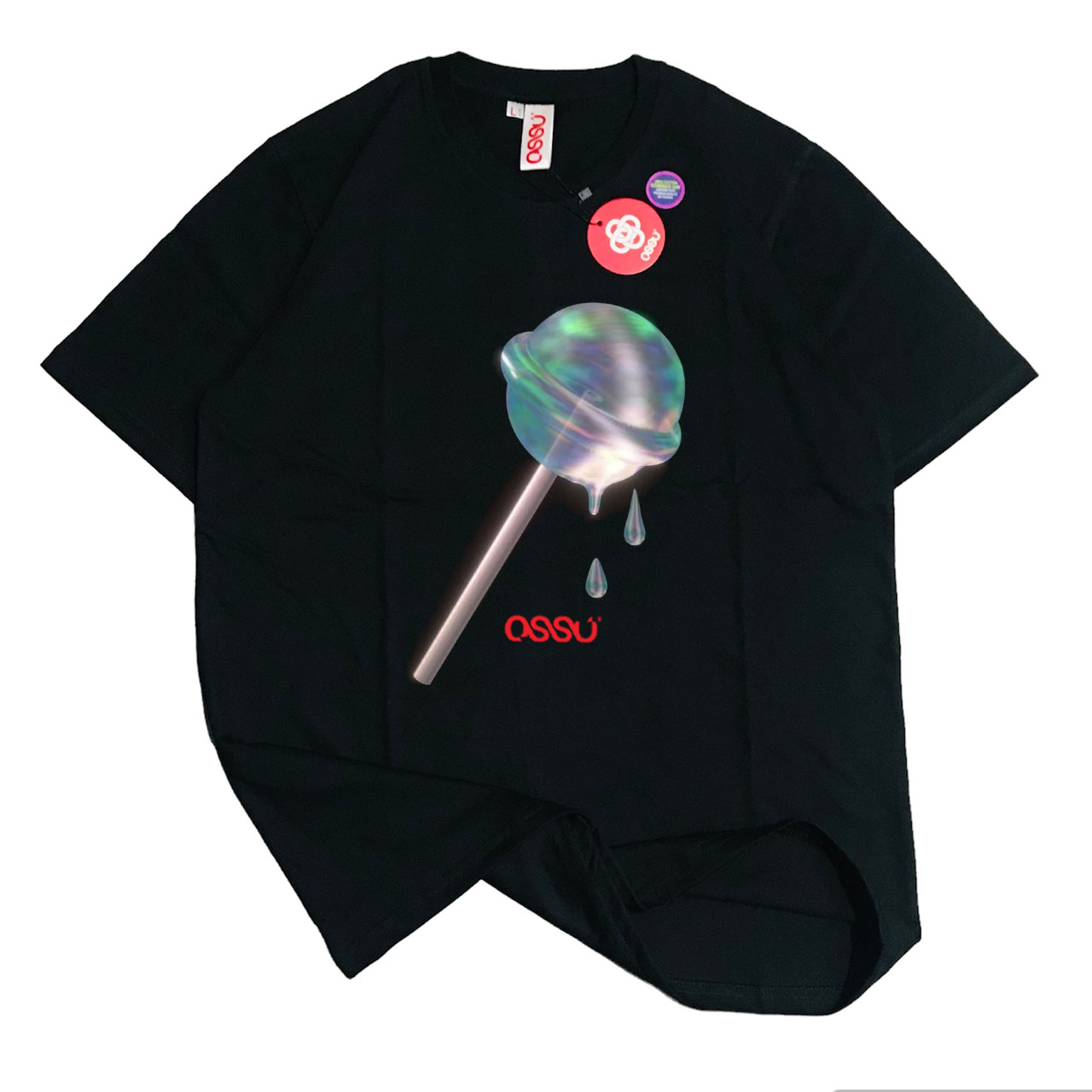Ossu Lollipop Printed Black Tshirt