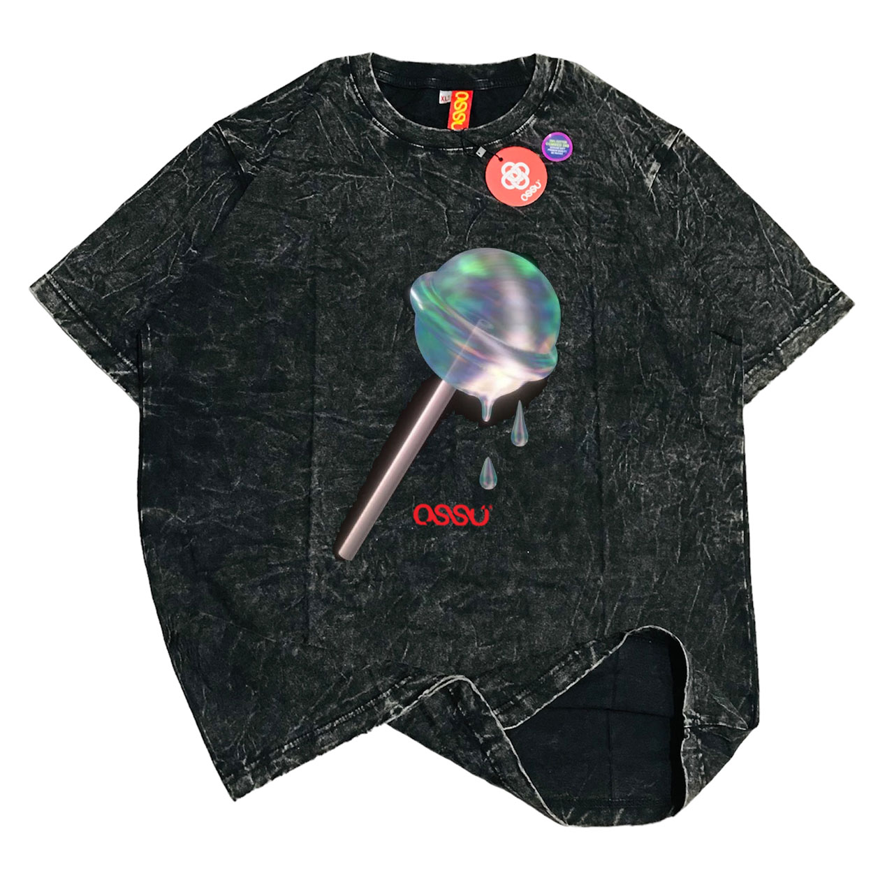 Ossu Lollipop Printed Black Washing Tshirt