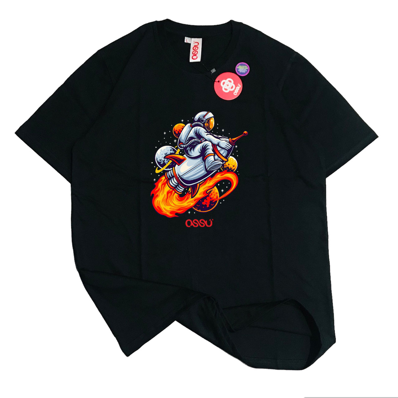 Ossu Rocket Rodeo Printed Black Tshirt