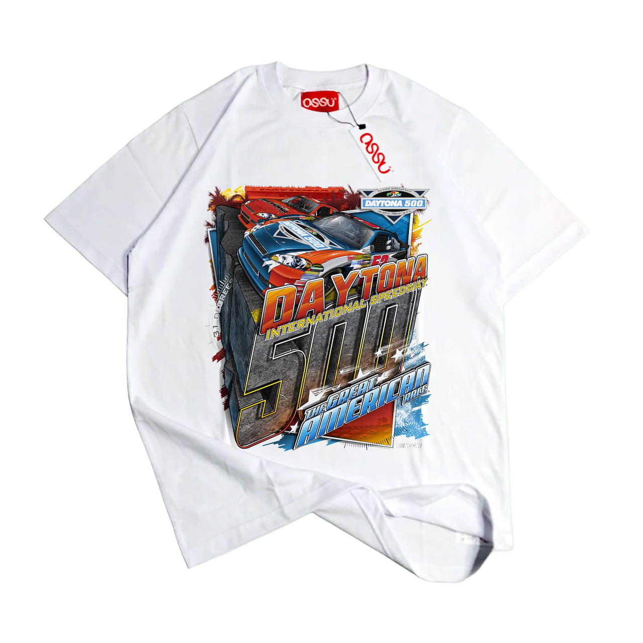 Ossu Nascar - Daytona Printed White Tshirt