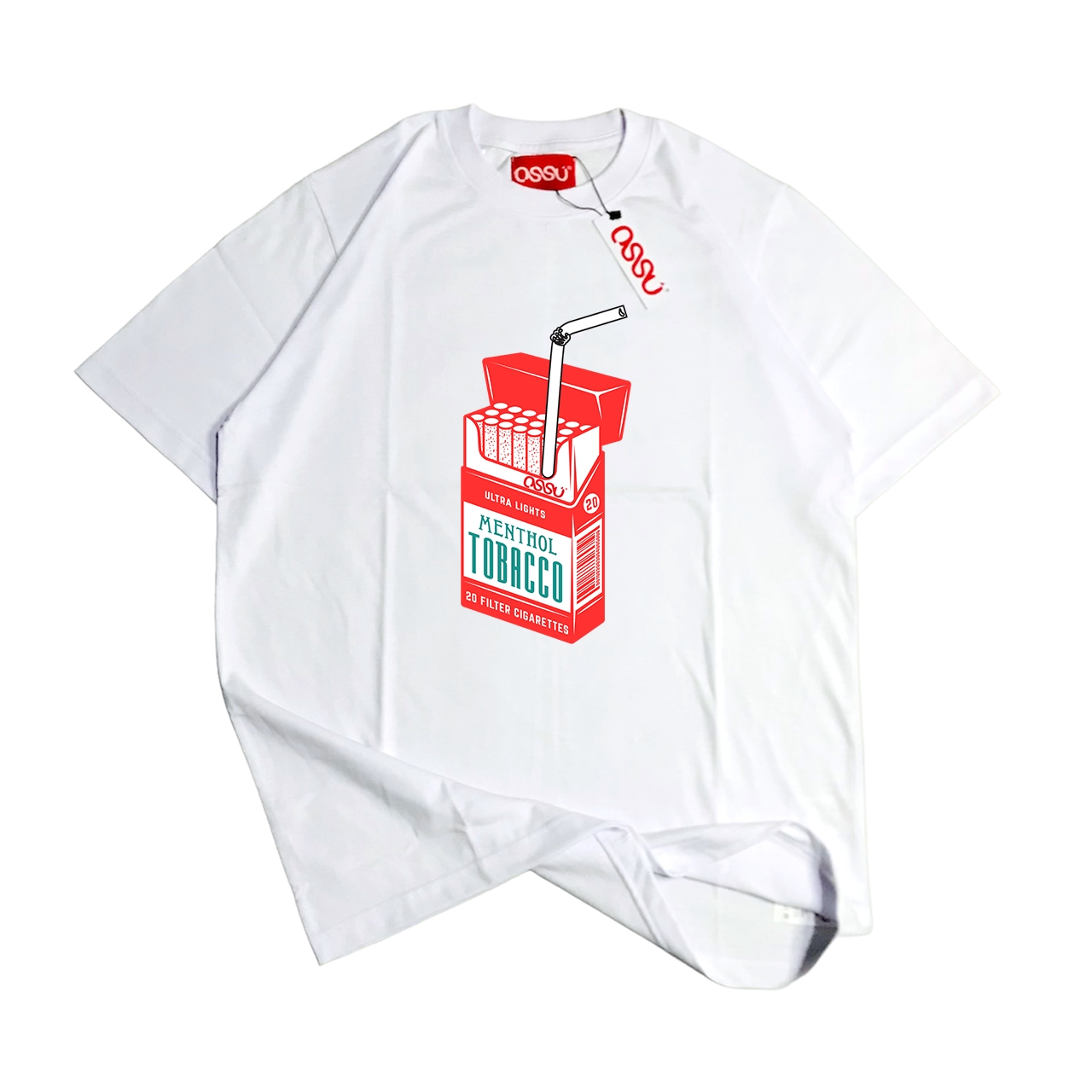 Ossu Cigarattes Drink Menthol Tobacco Printed White Tshirt