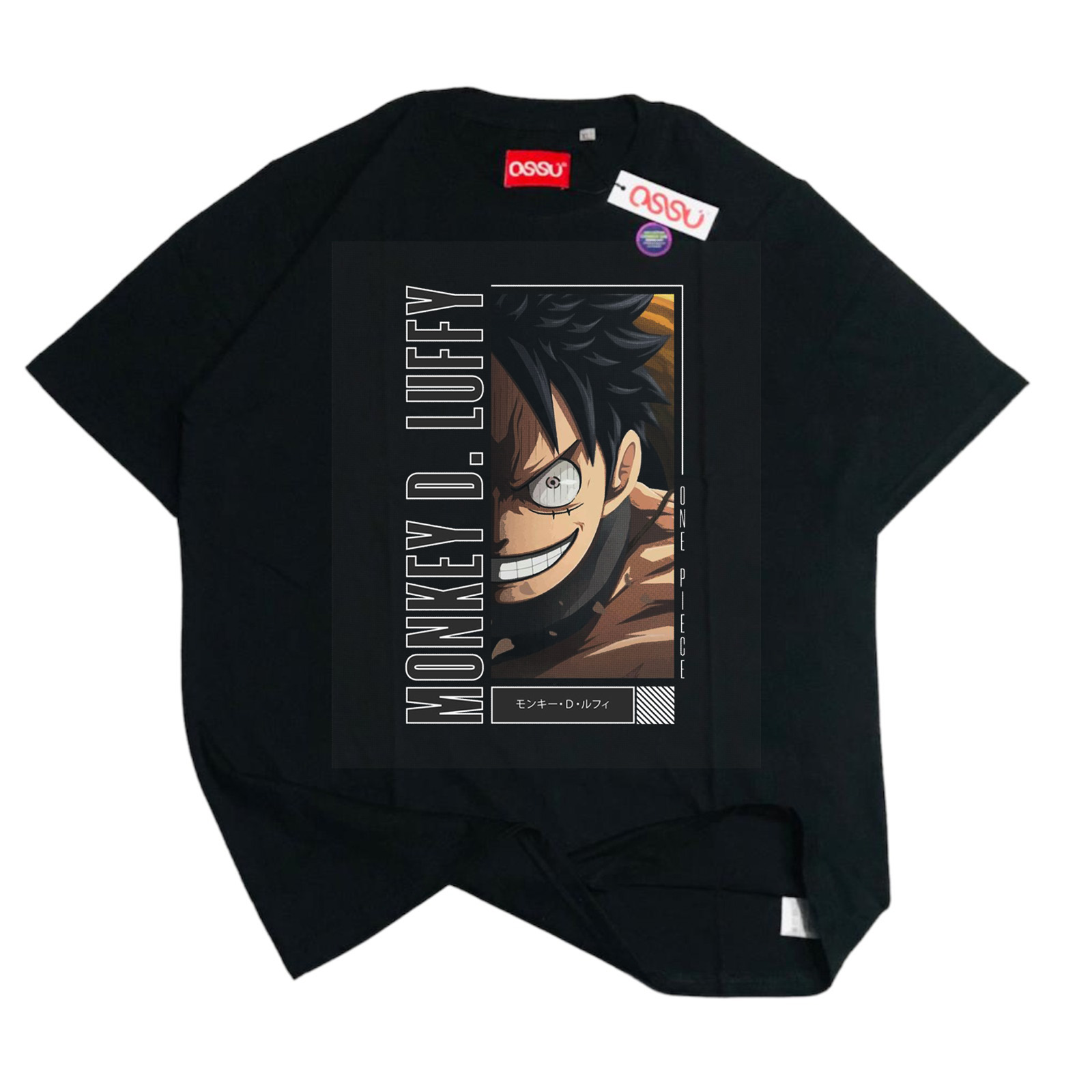 Ossu T-Shirt Oversize One Piece Monkey D. Luffy Black Cotton Combed