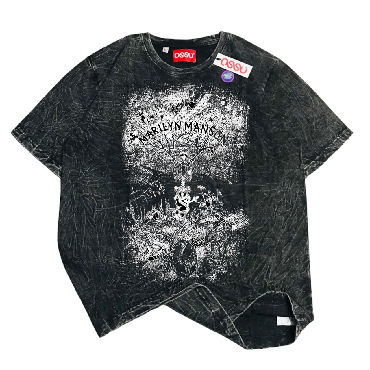 Ossu Marilyn Manson Gradient Black Washing T-shirt