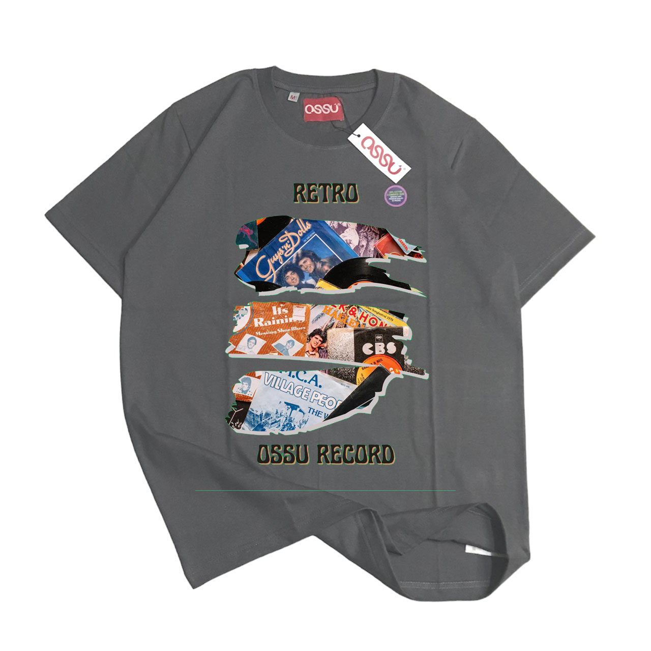 Ossu Retro Record Grey Tshirt