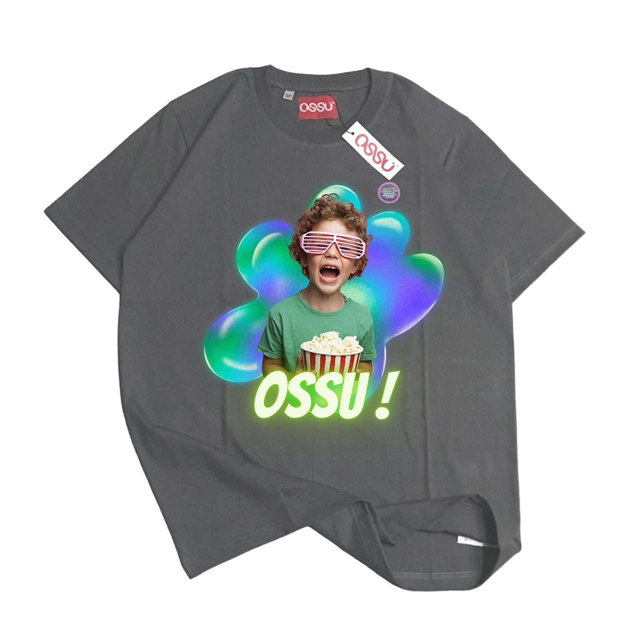 Ossu Popcorn Boy Grey Tshirt