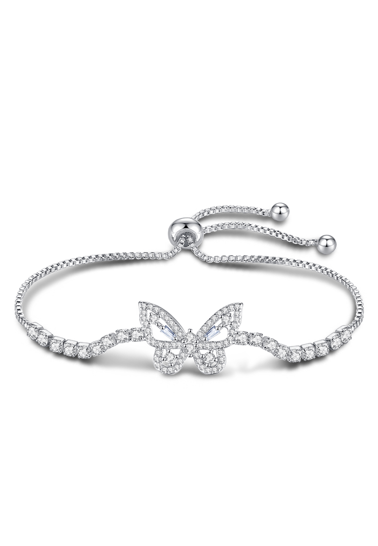 OVG Gelang Wanita Original B002 Dilapisi Platinum Fashion Berlian Butterfly Style Perhiasan