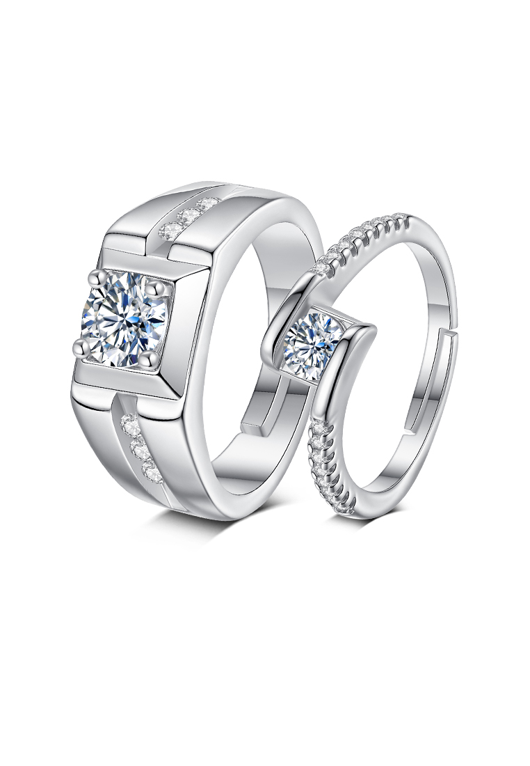 OVG Cincin Couple Perak Kawin Couple Nikah Hadiah Pernikahan Adjustable Tunangan Cincin Titanium Ber