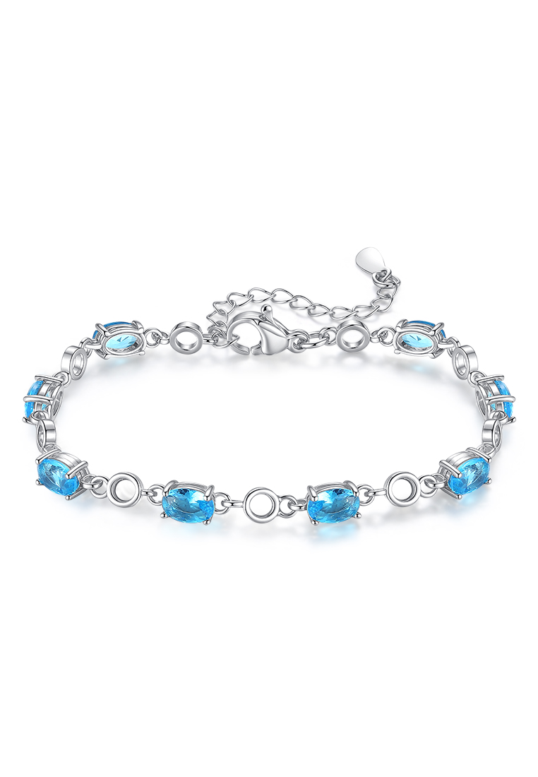 OVG Gelang Wanita Blue Zircon Platinum Plated Original Korea Bracelet Cewek B012