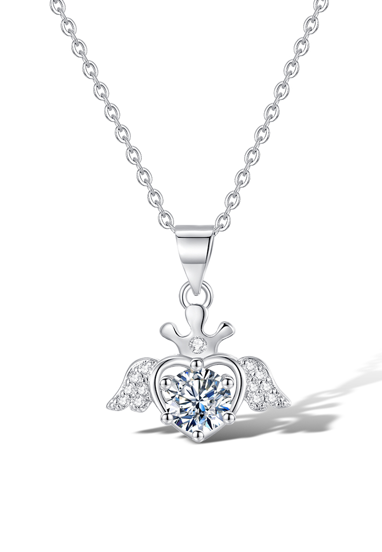 OVG Kalung Wanita Korea Fashion Berlian Angel Heart Crown Pendant Zircon Titanium Anti Pudar Kalung