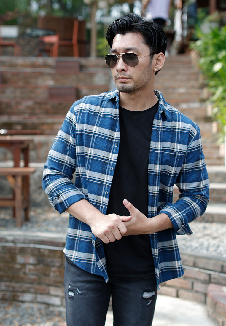 OXCON Extra Comfort Authentic Flannel Shirt Blue Ruby