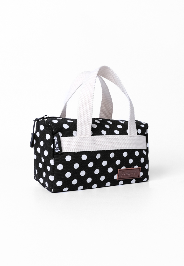 Pamole Pouch Kosmetik Bahan Kanvas Penutup Resleting - Polkadot