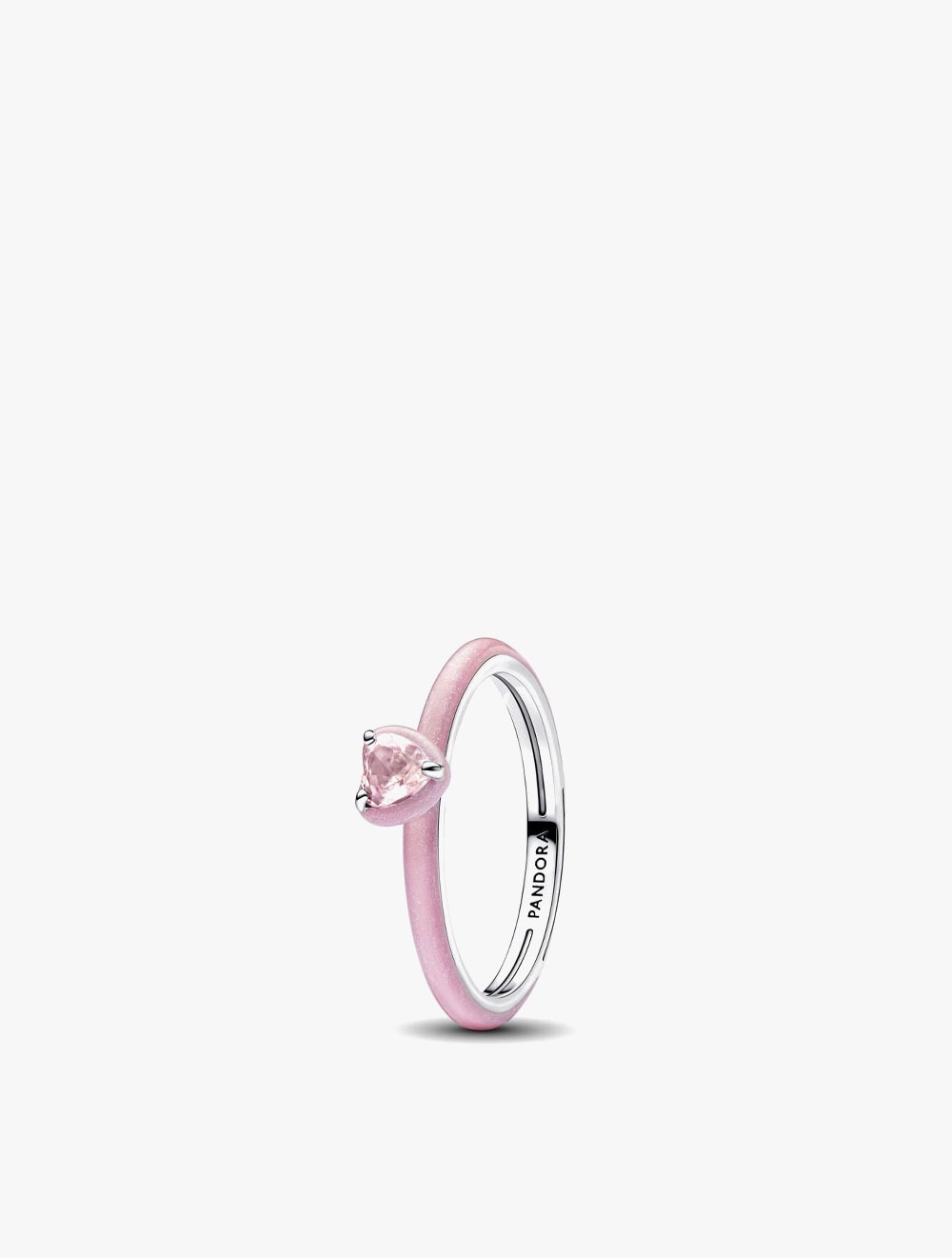 PANDORA Heart sterling silver ring with fuchsia stone and fuchsia enamel